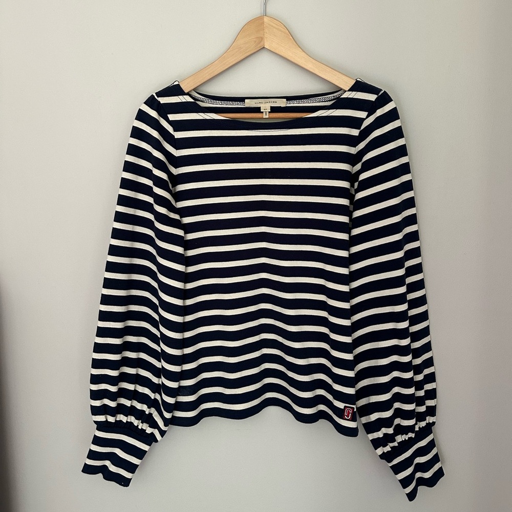 Marc Jacobs Navy and Cream Striped Top, Size S
